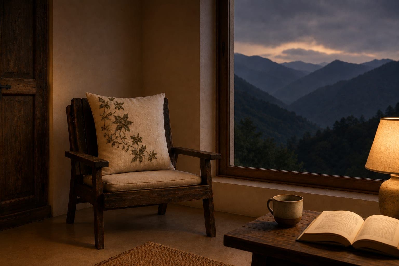 Dusk · one lamp lit